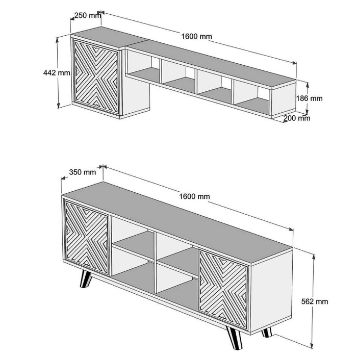 Hanah Home Mueble de TV Nogal y Azul con Estantería